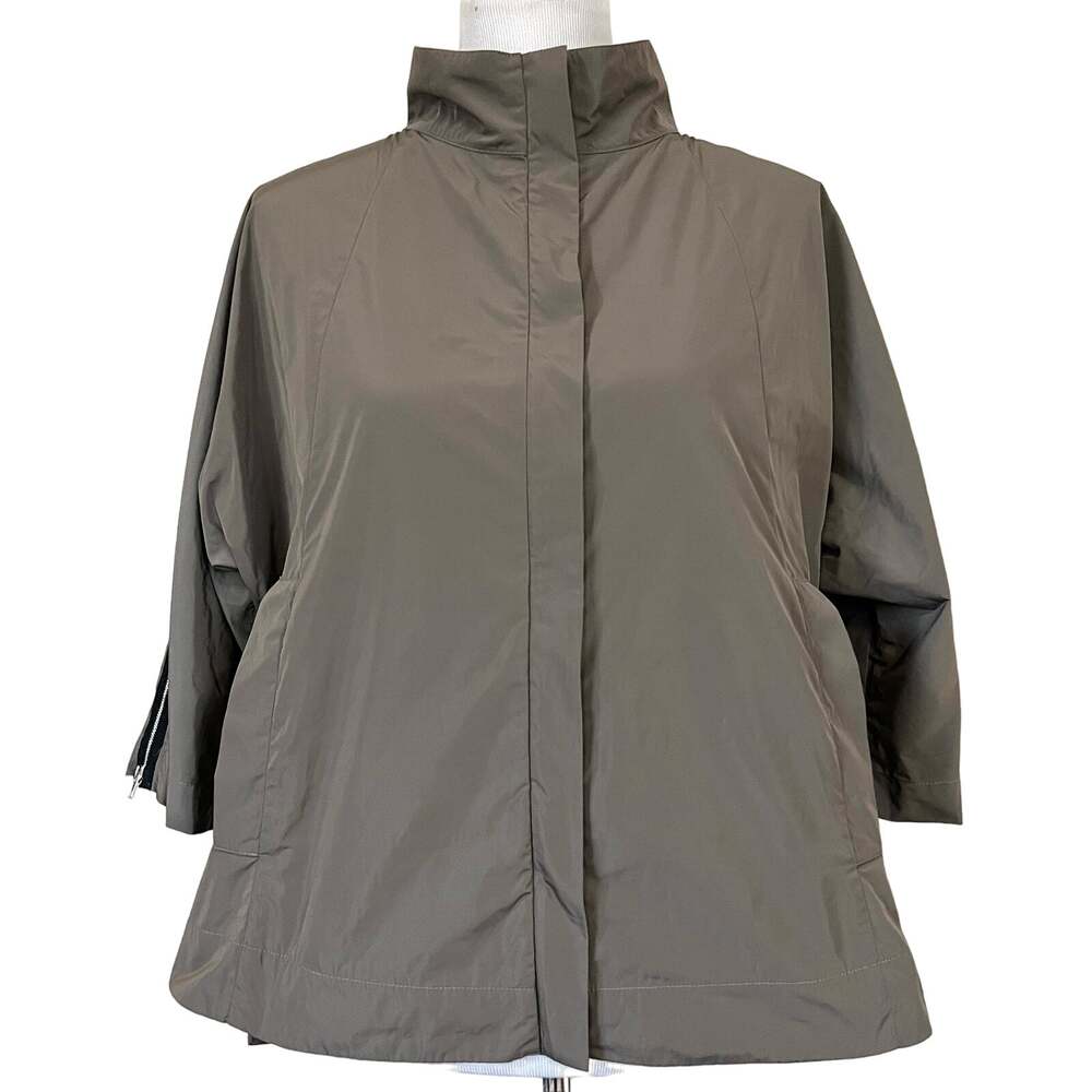 Sun Kim Women’s Jacket Full Zip Top 3/4 Sleeve Pockets Minimalist Mock Neck XS